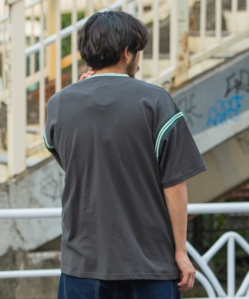 SILVER BULLET(シルバーバレット)の「『SILVER BULLET SELECT AP/シルバーバレットセレクト』ラインリブ半袖ビッグカレッジTシャツ(Tシャツ/カットソー・メンズ・アッシュグレー/グリーン/マスタード/スミクロ・M/L)」の9枚目の写真