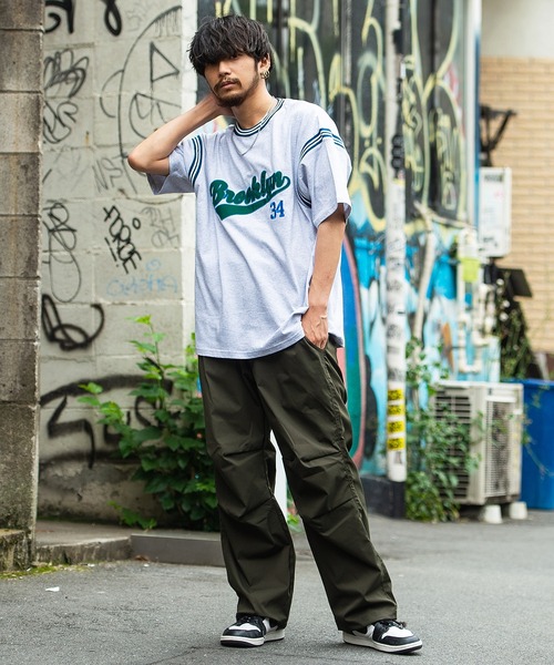 SILVER BULLET(シルバーバレット)の「『SILVER BULLET SELECT AP/シルバーバレットセレクト』ラインリブ半袖ビッグカレッジTシャツ(Tシャツ/カットソー・メンズ・アッシュグレー/グリーン/マスタード/スミクロ・M/L)」の12枚目の写真