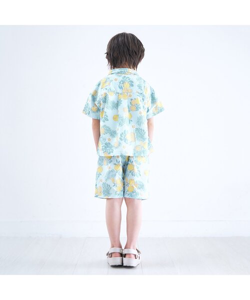 apres les cours(アプレレクール)の「トロピカルリンクシャツ(シャツ/ブラウス・キッズ・サックスブルー/オレンジ・100/110/140/120/80/130/90)」の4枚目の写真