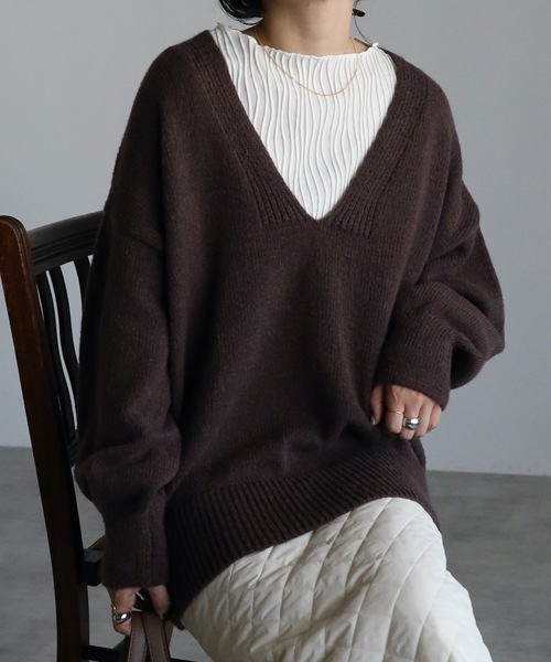セール】AW 深Vネックプルオーバーニット（ニット/セーター