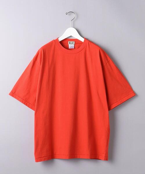BLUE(ブルー)の「<BLUE> ドロップショルダー クルーネックTシャツ(Tシャツ/カットソー・メンズ・ホワイト/ブラック/オレンジ/コバルトブルー・S/M/L/XL)」の1枚目の写真