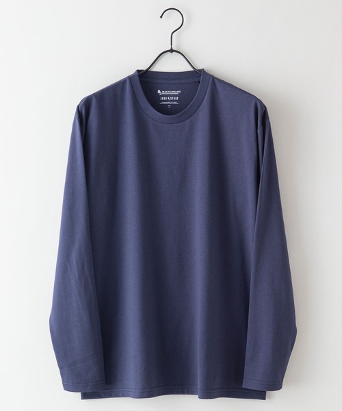 Blue Standard (ブルースタンダード)の「【BLUE STANDARD/ブルースタンダード】ZEROSTAIN ゼロステイン 汗染みの目立ちにくいTシャツ クルーネックロンT UVカット 撥水性 汗シミ防止加工(Tシャツ/カットソー・メンズ・ホワイト/ブラック/ネイビー/オリーブ/杢グレー・MEDIUM/LARGE/X-LARGE)」の11枚目の写真