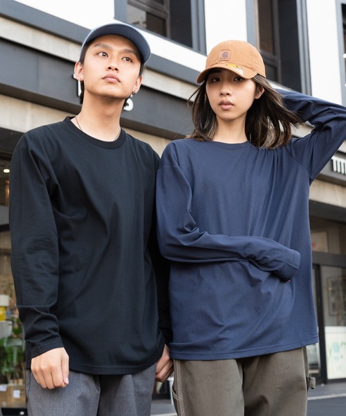 Blue Standard (ブルースタンダード)の「【BLUE STANDARD/ブルースタンダード】ZEROSTAIN ゼロステイン 汗染みの目立ちにくいTシャツ クルーネックロンT UVカット 撥水性 汗シミ防止加工(Tシャツ/カットソー・メンズ・ホワイト/ブラック/ネイビー/オリーブ/杢グレー・MEDIUM/LARGE/X-LARGE)」の6枚目の写真