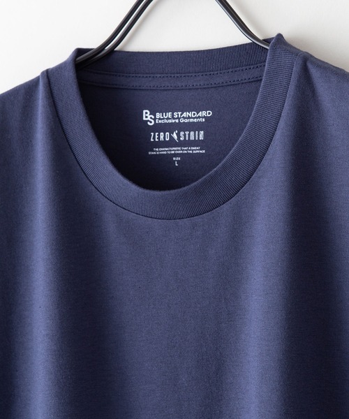 Blue Standard (ブルースタンダード)の「【BLUE STANDARD/ブルースタンダード】ZEROSTAIN ゼロステイン 汗染みの目立ちにくいTシャツ クルーネックロンT UVカット 撥水性 汗シミ防止加工(Tシャツ/カットソー・メンズ・ホワイト/ブラック/ネイビー/オリーブ/杢グレー・MEDIUM/LARGE/X-LARGE)」の18枚目の写真