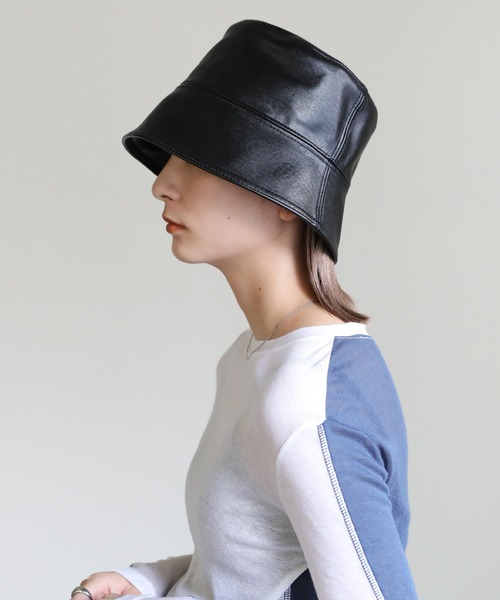 select MOCA（セレクトモカ）の「フェイクレザーバケットハット（ハット・レディース・ホワイト/ブラック・FREE）」の10枚目の写真