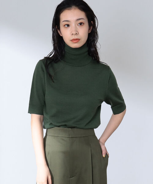 Demi-Luxe BEAMS（デミルクス ビームス）の「AK＋1 / 5分袖 ハイネックニット（ニット/セーター・レディース・オフホワイト/グリーン/ブラック・36/38）」の12枚目の写真