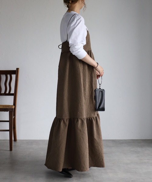 r.（アールドット）の「ふくれジャガード キャミワンピース（ワンピース・レディース・ブラック/ブルー/モカ/ライトベージュ・FREE）」の20枚目の写真