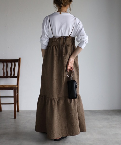 r.（アールドット）の「ふくれジャガード キャミワンピース（ワンピース・レディース・ブラック/ブルー/モカ/ライトベージュ・FREE）」の21枚目の写真