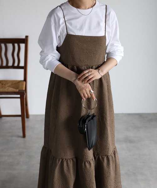 r.（アールドット）の「ふくれジャガード キャミワンピース（ワンピース・レディース・ブラック/ブルー/モカ/ライトベージュ・FREE）」の22枚目の写真