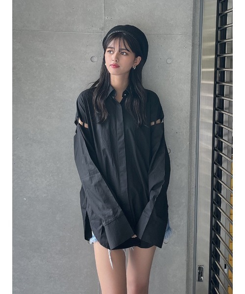 ENVYM（アンビー）の「アームスリットＳＨ（シャツ/ブラウス・レディース・ホワイト/ブラック/ストライプ・FREE）」の16枚目の写真