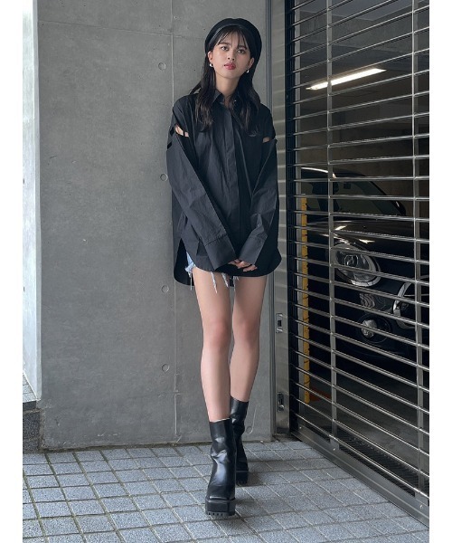 ENVYM（アンビー）の「アームスリットＳＨ（シャツ/ブラウス・レディース・ホワイト/ブラック/ストライプ・FREE）」の19枚目の写真