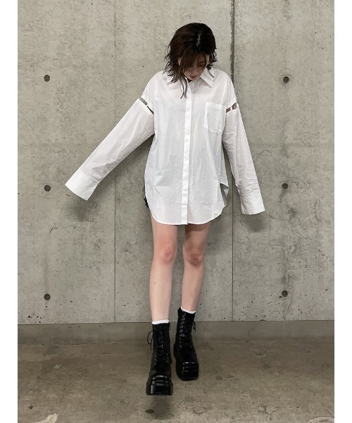 ENVYM（アンビー）の「アームスリットＳＨ（シャツ/ブラウス・レディース・ホワイト/ブラック/ストライプ・FREE）」の21枚目の写真