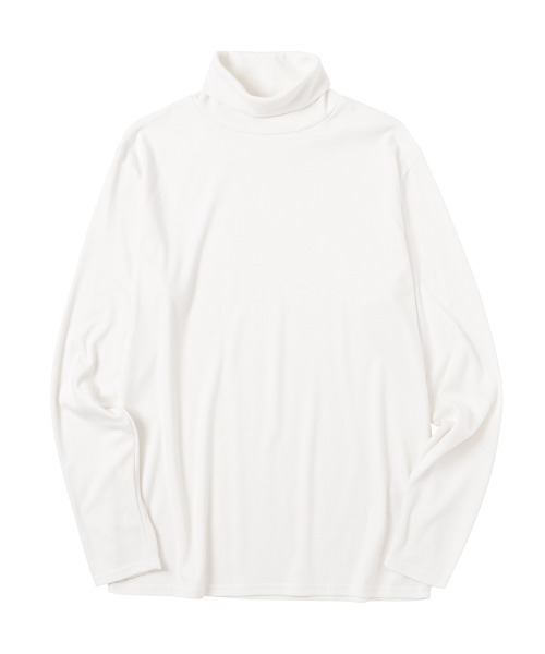 NAVY（ネイビー）の「NAVY スムースタートルネック ロングスリーブTシャツ（Tシャツ/カットソー・メンズ・グレイッシュベージュ/ブルー/チャコール/ホワイト/ブラック・XL/L/S/M）」の8枚目の写真