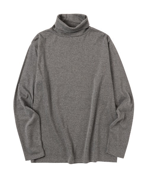 NAVY（ネイビー）の「NAVY スムースタートルネック ロングスリーブTシャツ（Tシャツ/カットソー・メンズ・グレイッシュベージュ/ブルー/チャコール/ホワイト/ブラック・XL/L/S/M）」の7枚目の写真