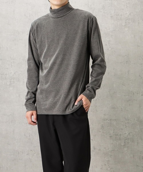 NAVY（ネイビー）の「NAVY スムースタートルネック ロングスリーブTシャツ（Tシャツ/カットソー・メンズ・グレイッシュベージュ/ブルー/チャコール/ホワイト/ブラック・XL/L/S/M）」の12枚目の写真