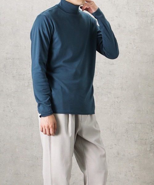 NAVY（ネイビー）の「NAVY スムースタートルネック ロングスリーブTシャツ（Tシャツ/カットソー・メンズ・グレイッシュベージュ/ブルー/チャコール/ホワイト/ブラック・XL/L/S/M）」の16枚目の写真