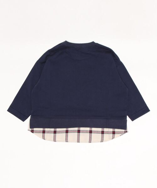 kladskap（クレードスコープ）の「電車アップリケ裾レイヤード風長袖Tシャツ（Tシャツ/カットソー・キッズ・ベージュ/ネイビー・100cm/120cm/80ｃｍ/110cm/90cm/130cm）」の3枚目の写真