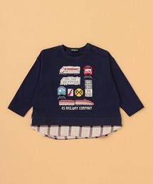 kladskap | 電車アップリケ裾レイヤード風長袖Tシャツ(Tシャツ/カットソー)