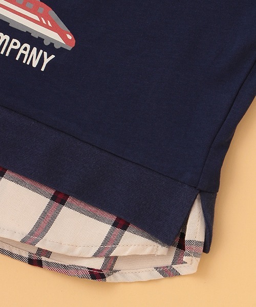 kladskap（クレードスコープ）の「電車アップリケ裾レイヤード風長袖Tシャツ（Tシャツ/カットソー・キッズ・ベージュ/ネイビー・100cm/120cm/80ｃｍ/110cm/90cm/130cm）」の7枚目の写真