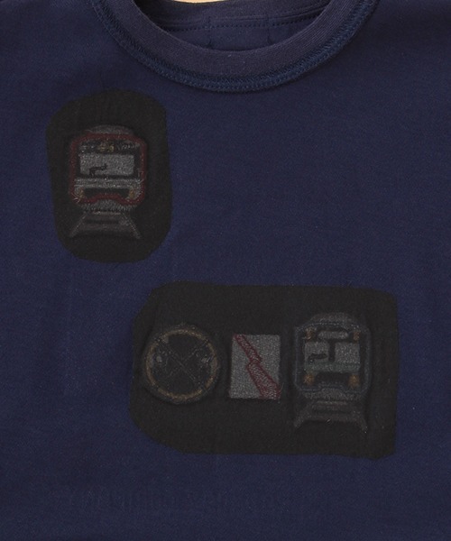 kladskap（クレードスコープ）の「電車アップリケ裾レイヤード風長袖Tシャツ（Tシャツ/カットソー・キッズ・ベージュ/ネイビー・100cm/120cm/80ｃｍ/110cm/90cm/130cm）」の9枚目の写真