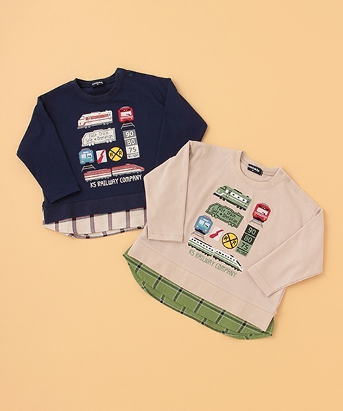 kladskap（クレードスコープ）の「電車アップリケ裾レイヤード風長袖Tシャツ（Tシャツ/カットソー・キッズ・ベージュ/ネイビー・100cm/120cm/80ｃｍ/110cm/90cm/130cm）」の11枚目の写真