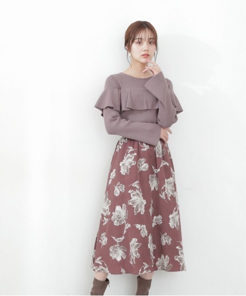 PROPORTION BODY DRESSING（プロポーションボディドレッシング）の「ラッフルフレアスリーブニット / 1212270913（ニット/セーター・レディース・ダークグレー/ブラウン系その他/オフホワイト・FREE）」の5枚目の写真