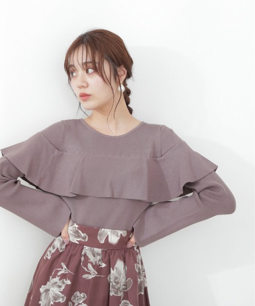 PROPORTION BODY DRESSING（プロポーションボディドレッシング）の「ラッフルフレアスリーブニット / 1212270913（ニット/セーター・レディース・ダークグレー/ブラウン系その他/オフホワイト・FREE）」の9枚目の写真