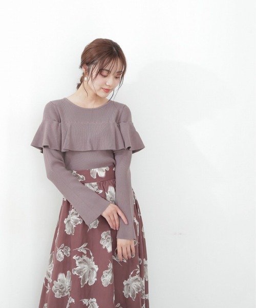 PROPORTION BODY DRESSING（プロポーションボディドレッシング）の「ラッフルフレアスリーブニット / 1212270913（ニット/セーター・レディース・ダークグレー/ブラウン系その他/オフホワイト・FREE）」の11枚目の写真
