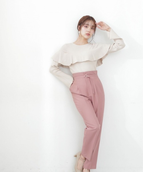 PROPORTION BODY DRESSING（プロポーションボディドレッシング）の「ラッフルフレアスリーブニット / 1212270913（ニット/セーター・レディース・ダークグレー/ブラウン系その他/オフホワイト・FREE）」の4枚目の写真