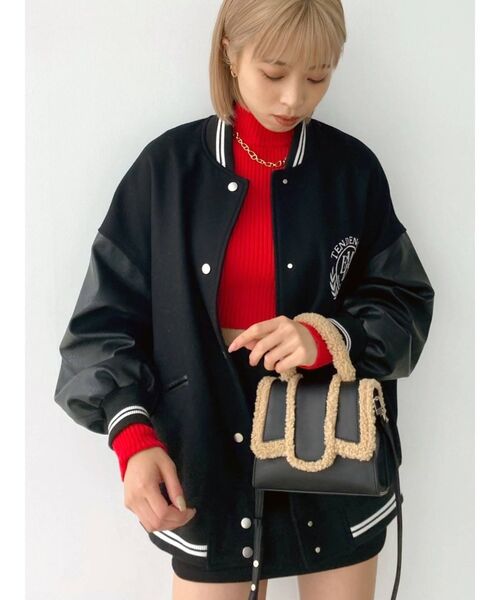 EMODA（エモダ）の「フェイクムートンフラップバッグ（ハンドバッグ・レディース・ブラック/ベージュ・FREE）」の7枚目の写真