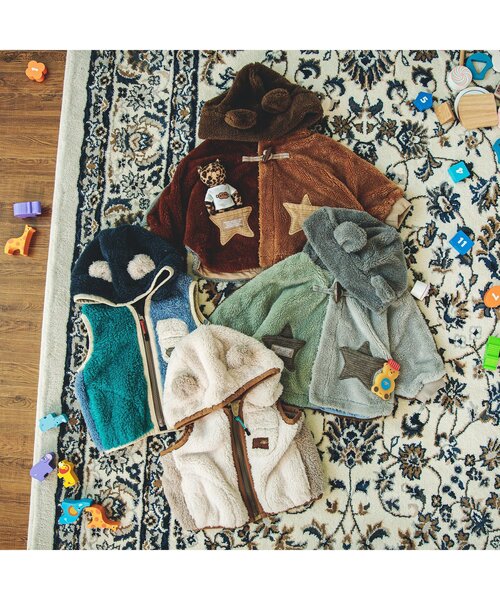 BREEZE（ブリーズ）の「ダッフルボアマント（おくるみ・キッズ・レインボー/ベージュ・80）」の9枚目の写真