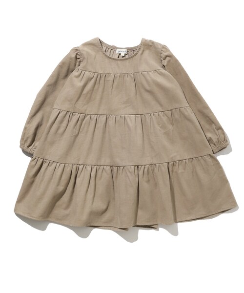 SHOO・LA・RUE（シューラルー）の「◆【90-130cm】コーデュロイティアードワンピ（ワンピース・キッズ・グレー/ブラウン系・11/13/09/10/12）」の4枚目の写真