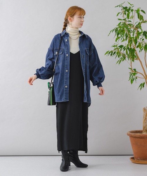 Paradise Picnic（パラダイスピクニック）の「CYAN ワイドスリーブデニムシャツジャケット（デニムジャケット・レディース・ネイビー/ブルー・FREE）」の4枚目の写真