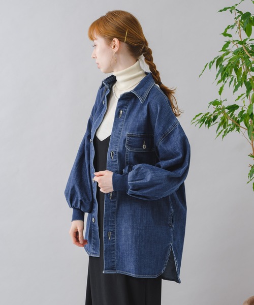 Paradise Picnic（パラダイスピクニック）の「CYAN ワイドスリーブデニムシャツジャケット（デニムジャケット・レディース・ネイビー/ブルー・FREE）」の6枚目の写真