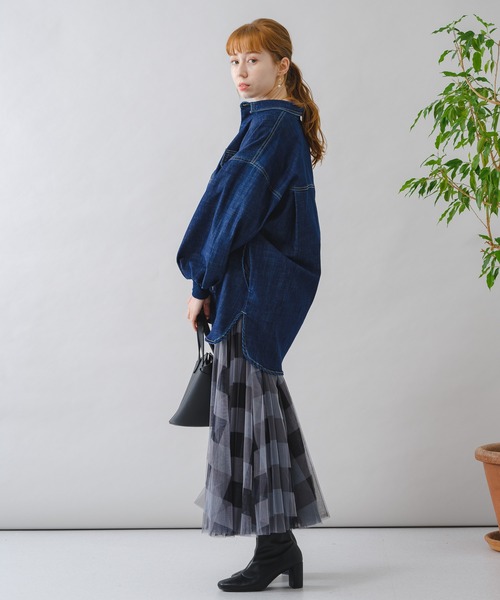 Paradise Picnic（パラダイスピクニック）の「CYAN ワイドスリーブデニムシャツジャケット（デニムジャケット・レディース・ネイビー/ブルー・FREE）」の9枚目の写真