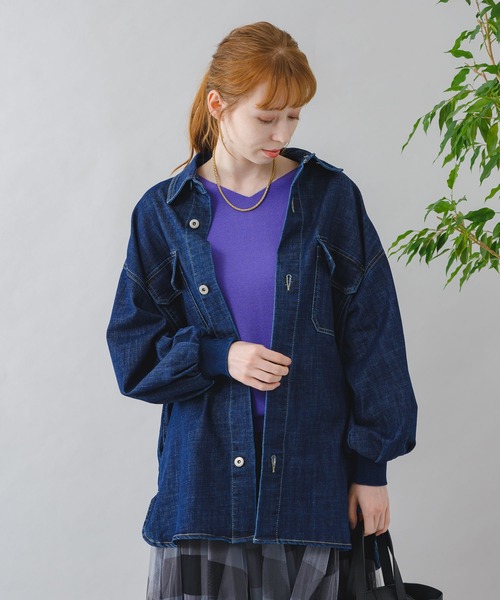 Paradise Picnic（パラダイスピクニック）の「CYAN ワイドスリーブデニムシャツジャケット（デニムジャケット・レディース・ネイビー/ブルー・FREE）」の10枚目の写真