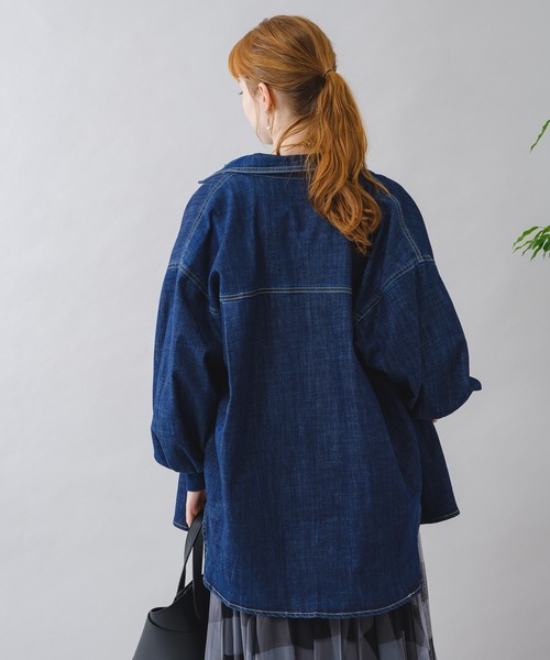 Paradise Picnic（パラダイスピクニック）の「CYAN ワイドスリーブデニムシャツジャケット（デニムジャケット・レディース・ネイビー/ブルー・FREE）」の11枚目の写真