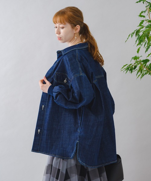 Paradise Picnic（パラダイスピクニック）の「CYAN ワイドスリーブデニムシャツジャケット（デニムジャケット・レディース・ネイビー/ブルー・FREE）」の12枚目の写真