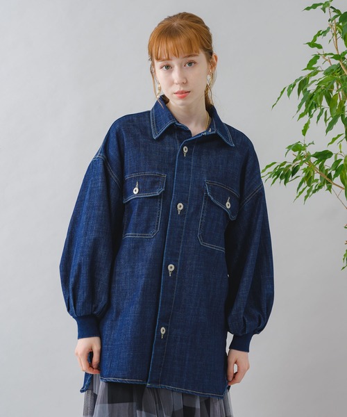Paradise Picnic（パラダイスピクニック）の「CYAN ワイドスリーブデニムシャツジャケット（デニムジャケット・レディース・ネイビー/ブルー・FREE）」の13枚目の写真