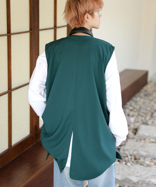 ますぽんさま専用。UpcycleLino ノーカラー ビッグシルエット ベスト ますぽんさま専用。UpcycleLino ノーカラー ビッグシルエット