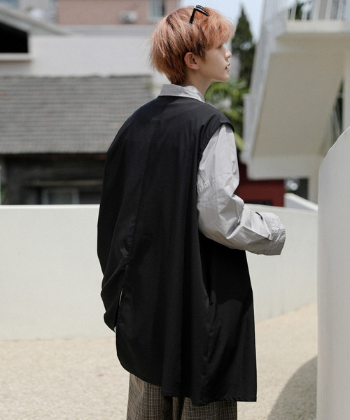 ますぽんさま専用。UpcycleLino ノーカラー ビッグシルエット ベスト ますぽんさま専用。UpcycleLino ノーカラー ビッグシルエット