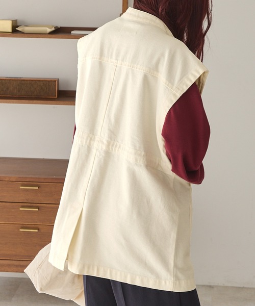 Chaco closet（チャコ クローゼット）の「スタンドカラーミリタリーベスト（ベスト・レディース・ブラック/アイボリー/カーキ・FREE）」の9枚目の写真