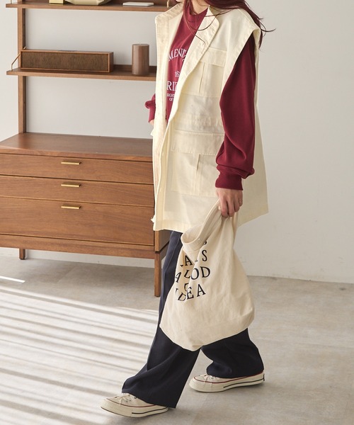 Chaco closet（チャコ クローゼット）の「スタンドカラーミリタリーベスト（ベスト・レディース・ブラック/アイボリー/カーキ・FREE）」の11枚目の写真