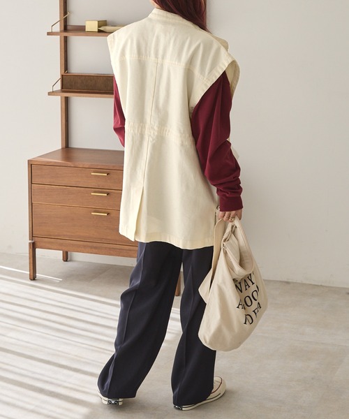 Chaco closet（チャコ クローゼット）の「スタンドカラーミリタリーベスト（ベスト・レディース・ブラック/アイボリー/カーキ・FREE）」の12枚目の写真