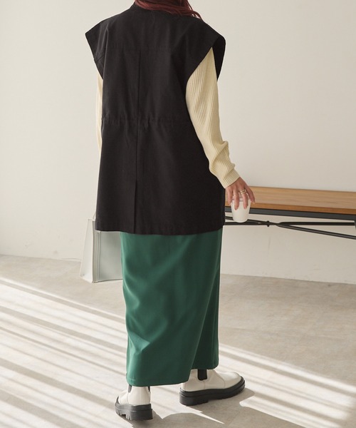 Chaco closet（チャコ クローゼット）の「スタンドカラーミリタリーベスト（ベスト・レディース・ブラック/アイボリー/カーキ・FREE）」の19枚目の写真