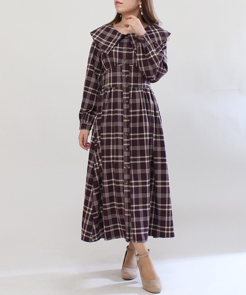 ショールカラーバックリボンチェックワンピース ワンピース Astoria Odier アストリアオディール のファッション通販 Zozotown