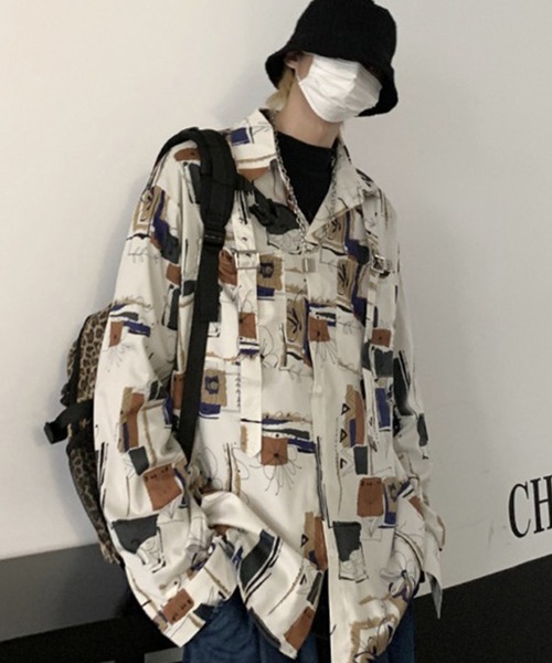 Auntie Rosa（アンティローザ）の「ベルト付総柄シャツ（シャツ/ブラウス・レディース・ブラック/ホワイト・MEDIUM/LARGE）」の9枚目の写真