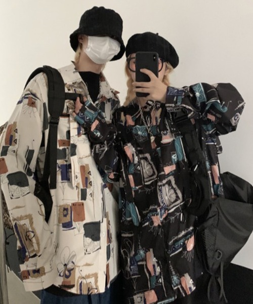 Auntie Rosa（アンティローザ）の「ベルト付総柄シャツ（シャツ/ブラウス・レディース・ブラック/ホワイト・MEDIUM/LARGE）」の11枚目の写真