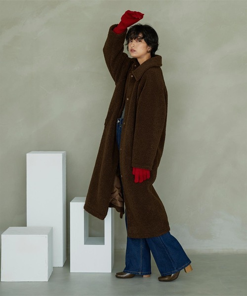 miette（ミエット）の「ボアステンカラーロングコート（ステンカラーコート・レディース・ブラウン/ブラック・FREE）」の9枚目の写真