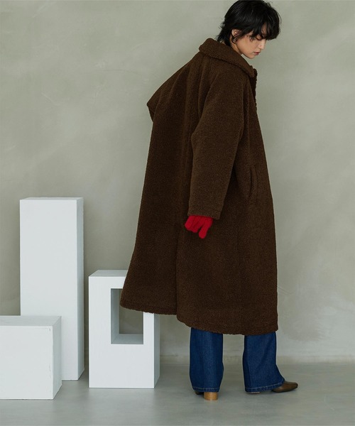 miette（ミエット）の「ボアステンカラーロングコート（ステンカラーコート・レディース・ブラウン/ブラック・FREE）」の7枚目の写真